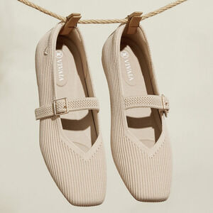 Vivaia Margot Mary Jane Comfort Old Money Washable Arch Support Flats Almond 9.5